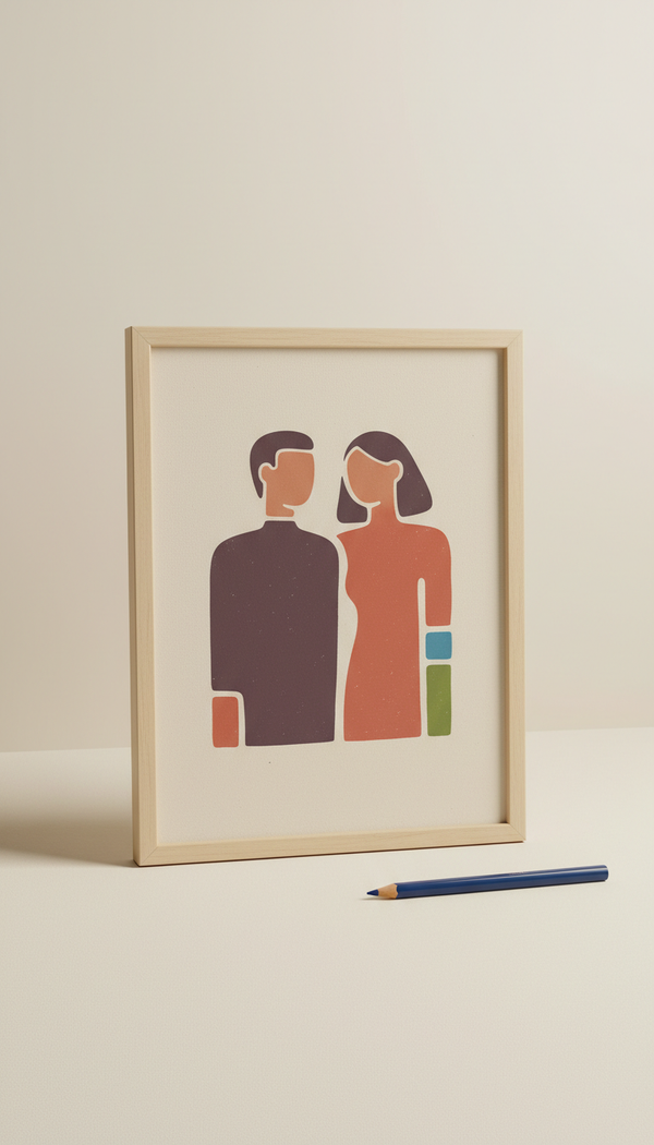 Couple Sketch Premium Print